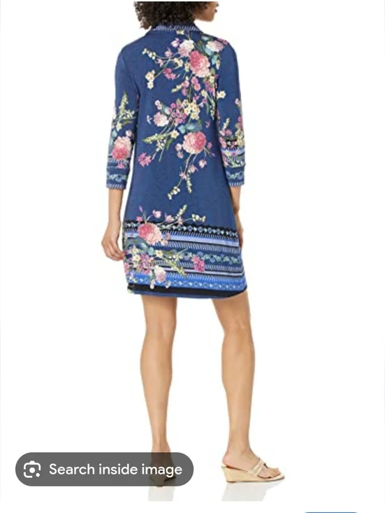 Johnny Was Willowa Polo Tunic Dress Floral Blue Pink Size S resort Travel Beach - Picture 10 of 11